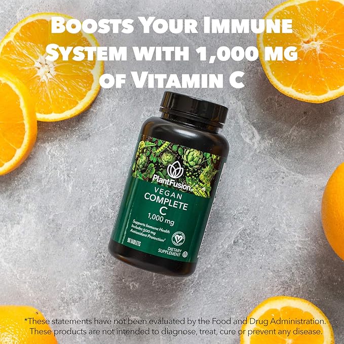 PlantFusion Vegan Vitamin C 1,000 500mg Bioflavonoid 90 Vegan