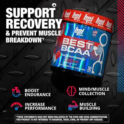 BPI Sports Best BCAA - The Building Blocks of Protein and Muscle - Post-Workout Recovery - Weight Loss Support - Rainbow Ice, 30 Servings, 300 g
