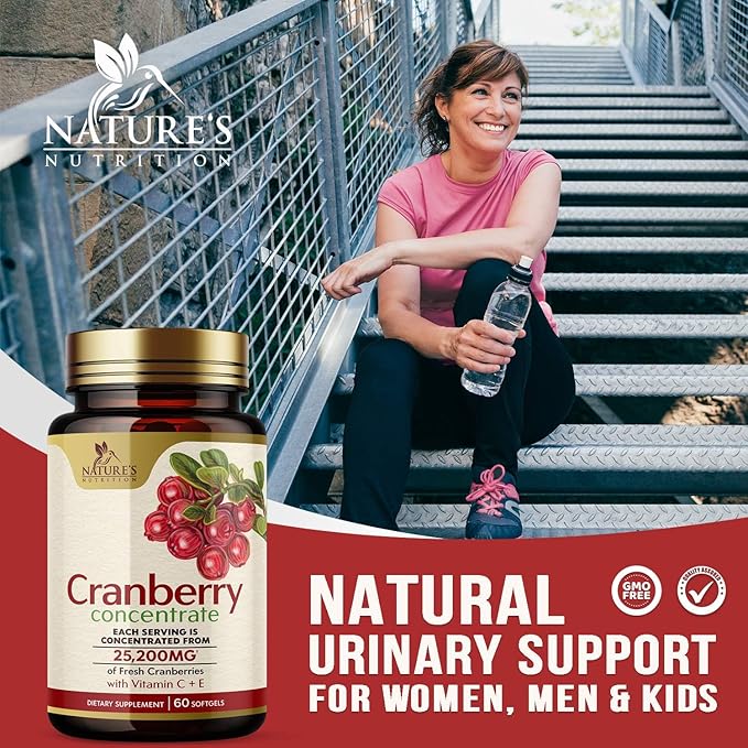 Cranberry Concentrate Extract Supplement for Women 25,200mg Formula 60 Softgels