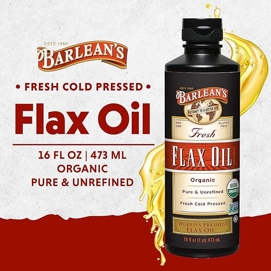Barlean's Organic Flaxseed Oil Liquid from 7,640mg ALA 3 Fatty 16 oz