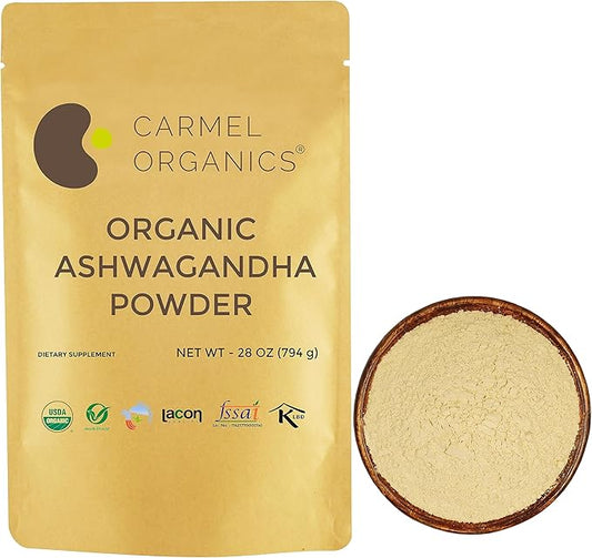 CARMEL ORGANICS Organic Ashwagandha Root Powder (28 Oz 794g/1.75 Lbs)