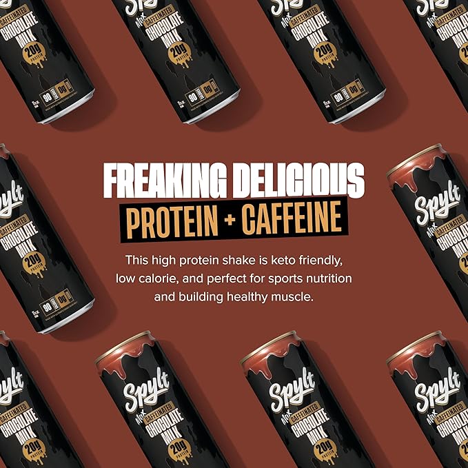 High Protein Max Chocolate Milk with 140mg Caffeine & 20g Protein - Ready to Drink, Sugar Free, Lactose Free Milk, Perfect for Workout Recovery & Afternoon Pick Me Up - 12 Count
