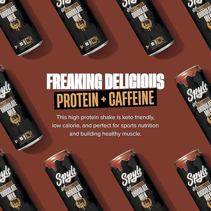 High Protein Max Chocolate Milk with 140mg Caffeine & 20g Protein - Ready to Drink, Sugar Free, Lactose Free Milk, Perfect for Workout Recovery & Afternoon Pick Me Up - 12 Count