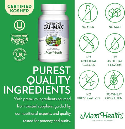 Maxi Health 500 mg Calcium Supplement D3 (1000 (1000 IU) (500 mg) 120 Tablets