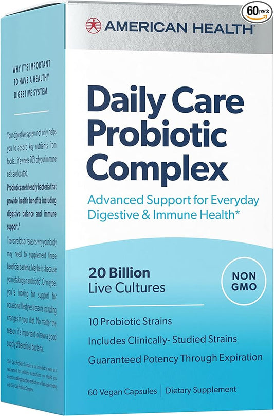 AMERICAN HEALTH Daily Care Probiotic Complex, 20 Billion 60 Count
