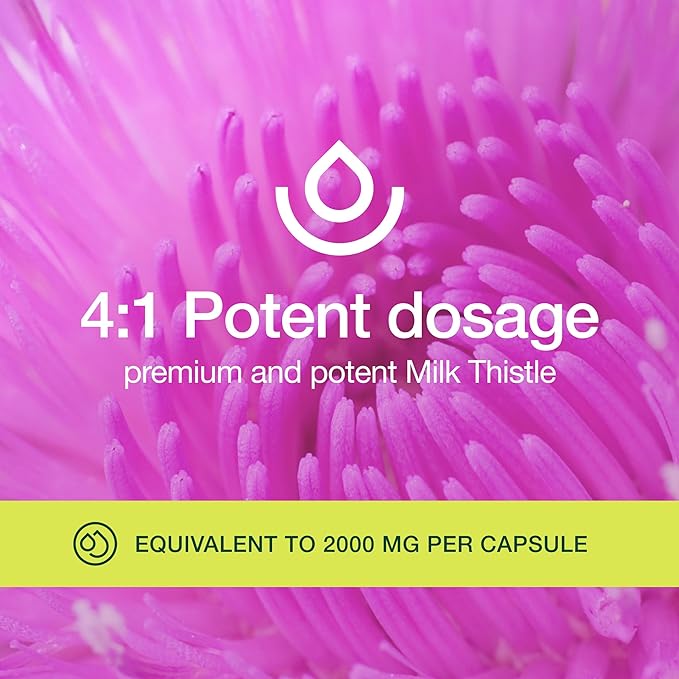 Fresh Nutrition Organic Milk Thistle Supplement 2000mg Potent 4 Month 4:1 - 120 Capsules