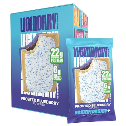 Legendary Foods 22g Protein Pastry+ Premium Low Carb Meal Replacement Bar - Low Glycemic, Gluten Free Protien Snacks - Healthy Keto Snack Box, 8x Zero Sugar Energy Bars - Bariatric Diabetic Friendly