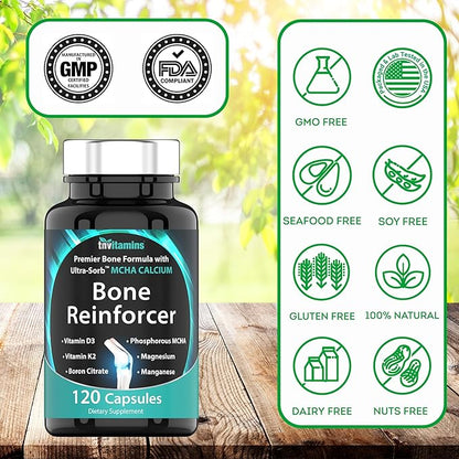 Bone Reinforcer (120 Capsules) MCHA Calcium D3, Magnesium, K2, Boron