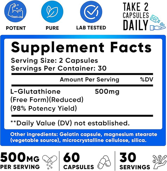 We Like Vitamins Glutathione 500mg Per Serving 60 Glutathione
