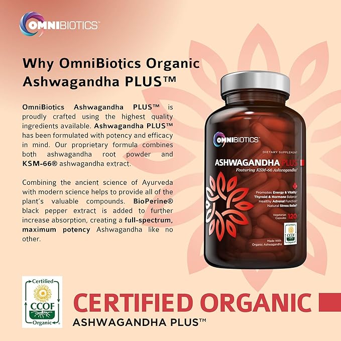 Ashwagandha Organic Capsules Clinical Strength 1300 KSM-66 Ashwagandha 120 Vegan