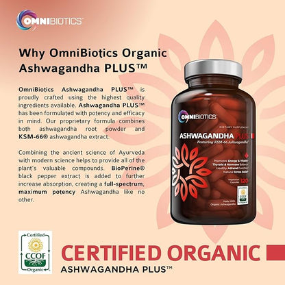 Ashwagandha Organic Capsules Clinical Strength 1300 KSM-66 Ashwagandha 120 Vegan