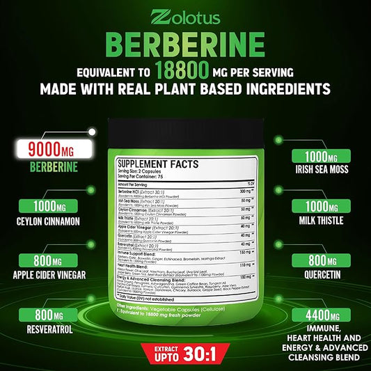 Zolotus 18800mg Berberine Supplement 40 in 1, with