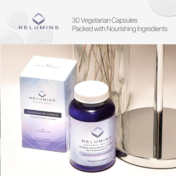 Relumins Glutathione Supplement 1650mg Reduced 90 Veggie 5 Bottles