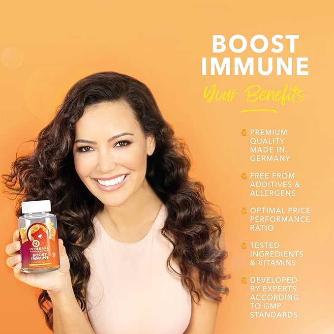 Boost Immune Gummies | Daily Immune Support | Vitamins B6, E, D2, B2, B12, C & Biotin | EU Certified Health Supplement - 60 Count