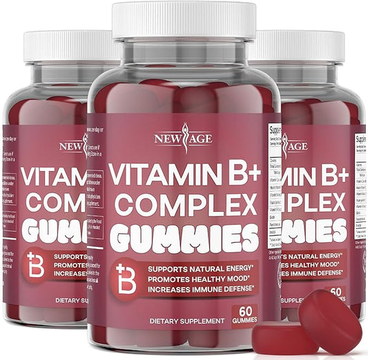 NEW AGE Vitamin B Complex Gummies B3, B5, B5, B6, B6, B7, B7, B9 B9 & B12 – (180 Count 3))