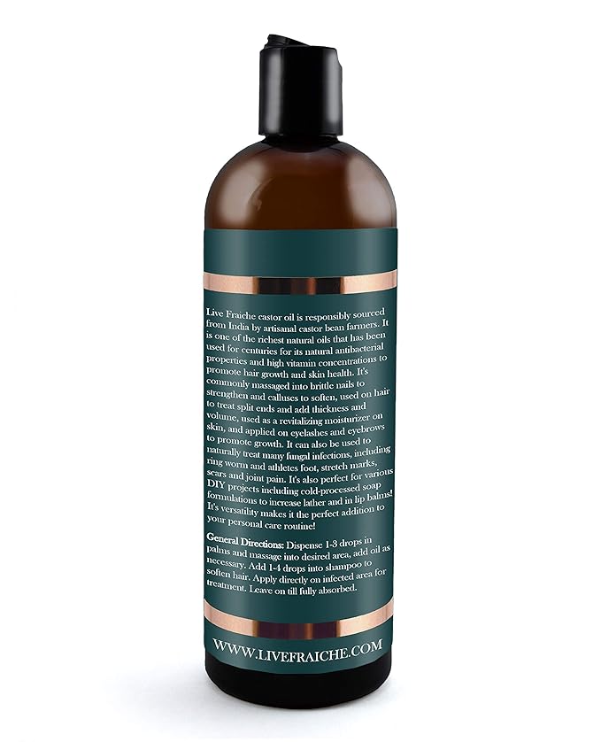 Live Fraiche Organic Castor Oil (16oz) 100% Pure