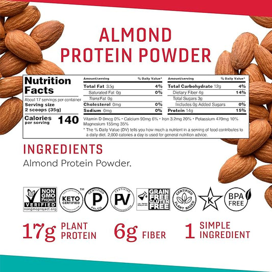 Almond Protein Powder, 21 Ounce, Made 17g Plant 17 Servings