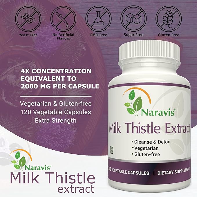 Milk Thistle Extract 4:1 Extract 2000mg - 120 Capsules