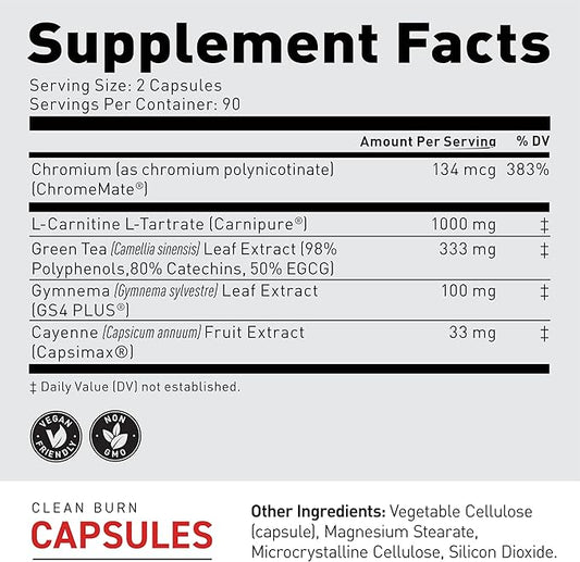 Kaged Thermogenic Clean Burn Caps for Men & Women Weight Management Supplement Caffeine-Free 90 Servings