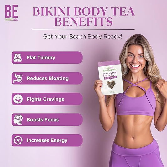 Bikini Body Slimming Detox Tea - Laxative-Free Colon Cleanse Tea to Support a Healthy Weight - Gentle Cleansing Detox Tea for Belly Bloating Relief. All Natural Herbal Tea Blend (30 ct)
