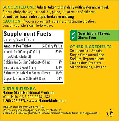 Nature Made Super Vitamin D Immune D3, Selenium, 70 Tablets, 70 Day
