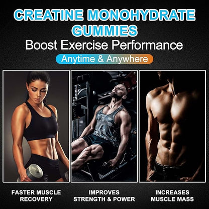 Creatine Monohydrate Gummies 5600mg for Men & Women, 120 CT Chewable Creatine Monohydrate for Muscle Support, Energy Boost, 5.6g of Creatine Monohydrate per Serving - Sugar Free (Blueberry Flavor)