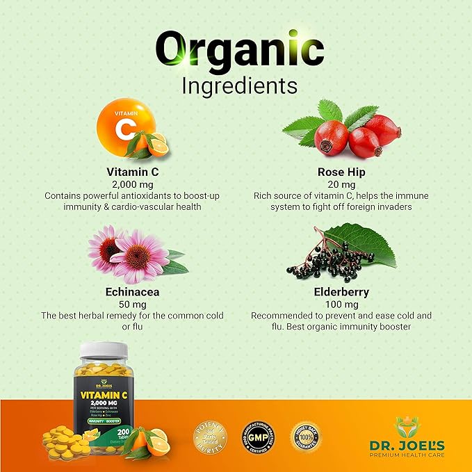 Dr. JOEL'S Immune Support Vitamin C 2000 mg 200 Tablets