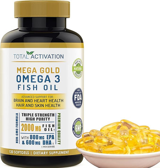 Omega 3 Burpless Max Strength Fish 2000 mg 800 mg 600 mg 120 Small