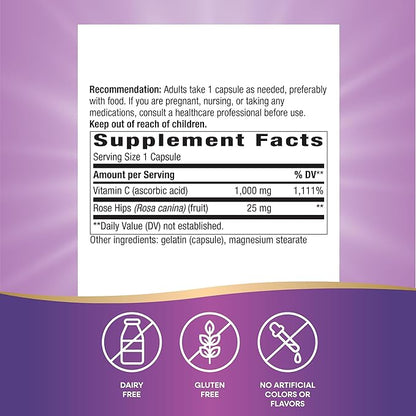 Nature's Way Vitamin C with Rose 1000 mg 250 Capsules