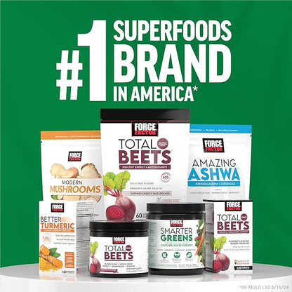 Force Factor Smarter Greens Superfoods Powder to Support Digestion, Gut Health, Bloating, Greens Powder with Probiotics, Prebiotics, Digestive Enzymes, & Adaptogens, Pomegranate Berry, 30 Servings