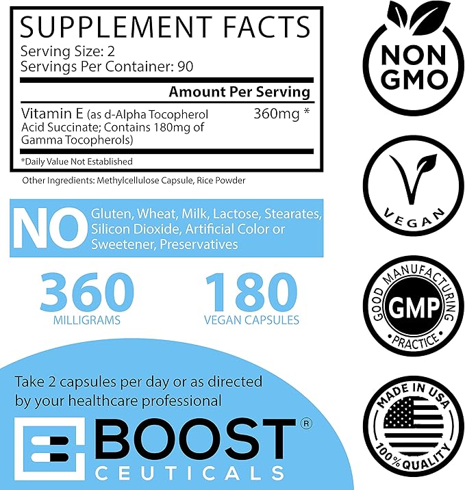 Vegan Vitamin e 400 IU Mixed 90 mg 180 Capsules