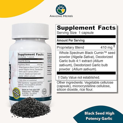 Amazing Herbs Whole Spectrum Black Seed 100 Count