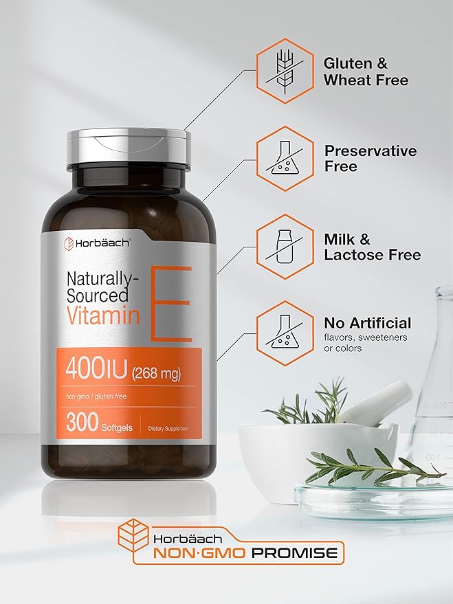 Horbäach Vitamin E Softgel Capsules 400 iu 268mg | 300 Count
