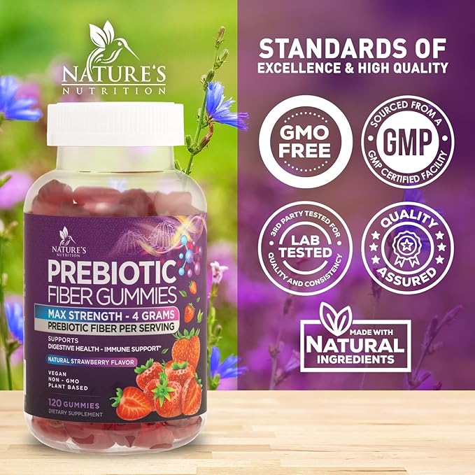 Fiber Gummies for Adults, Daily 4g Gummy Fiber Supplement, Prebiotic Digestive Health Support - Plant Based Soluble Fiber, Supports Regularity & Digestion for Adults Non-GMO - 120 Gummies