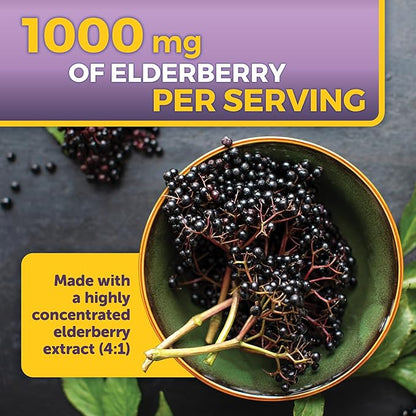 Viva Naturals Elderberry with Vitamin C and Zinc for Adults - 5 in 1 Sambucus Black Elderberry Capsules with Vitamin D3 5000 IU Immunity Supplement, Sambucus Elderberry Immune Support Supplement