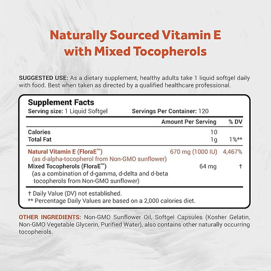 Naturalis Sunflower Vitamin E 670mg (1000 120 Softgels