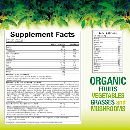 Whole Earth & Sea from Natural Factors, Organic Fermented Protein & Greens, Vegan Whole Food Supplement, Chocolate, 1lb 9 Oz