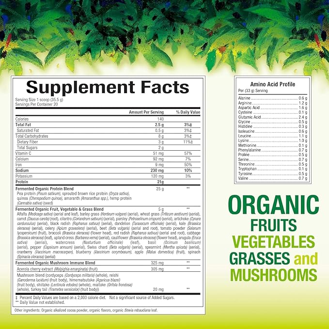 Whole Earth & Sea from Natural Factors, Organic Fermented Protein & Greens, Vegan Whole Food Supplement, Vanilla Chai, 1 lb 7 Oz