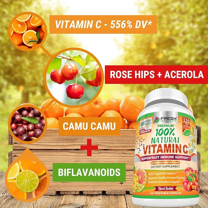 Natural Vitamin C 100% from 500mg - 120 Capsules