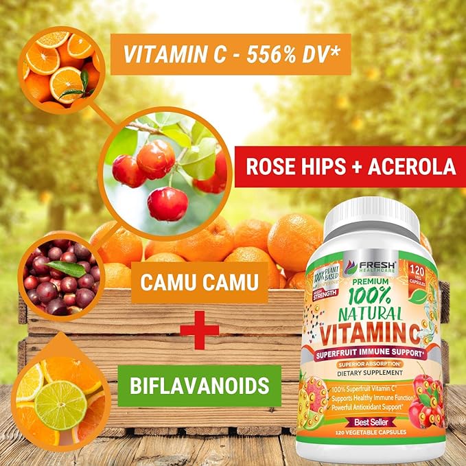 Natural Vitamin C 100% from 500mg - 120 Capsules