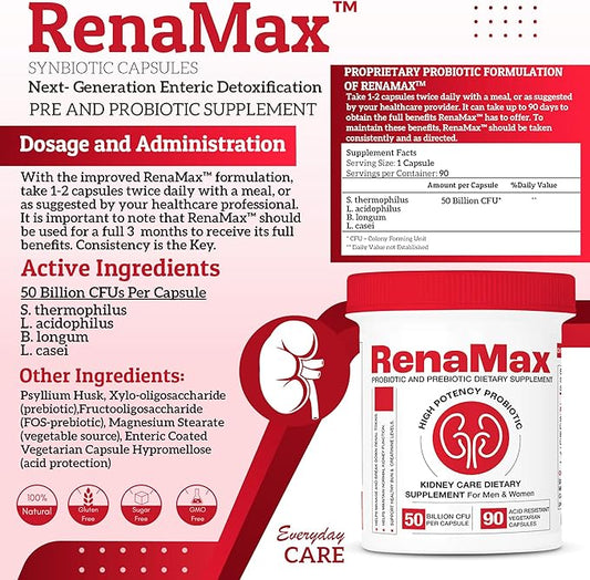 Capsule Kidney Restores & Kidney Care Supplement 50 Billion (90 Capsules)