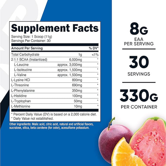 Nutricost EAA Powder 30 Servings - Passion Fruit, Orange, and Guava (POG) - Essential Amino Acids - Non-GMO, Gluten Free, Vegetarian Friendly