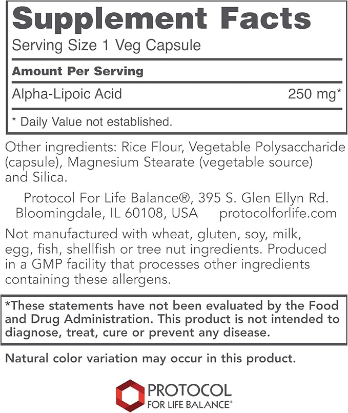 Protocol Alpha-Lipoic Acid 250mg 90 Veg