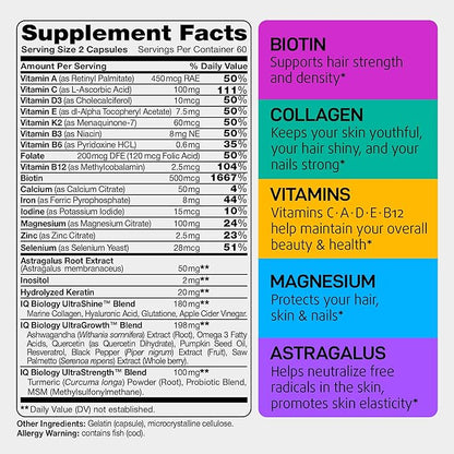 Biotin Vitamins for Hair Skin and D3, C* 120PCS