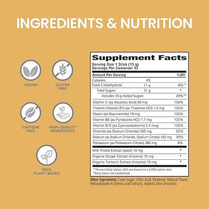 Himalaya PartySmart Orange Electrolytes Powder Packets, 12 Count, Supports Hydration, Rehydrate with Sodium & Potassium, Vitamin C & More, Antioxidant Recovery Blend Milk Thistle, Ginger & Turmeric