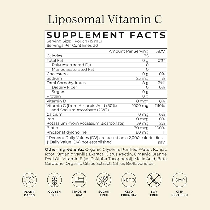 CYMBIOTIKA Vitamin C Individual Packets, Liposomal 30 Pack