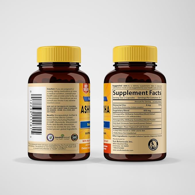 Ashwagandha Supplement|60 Organic 4 in 1 1 Month Supply|8000mg with