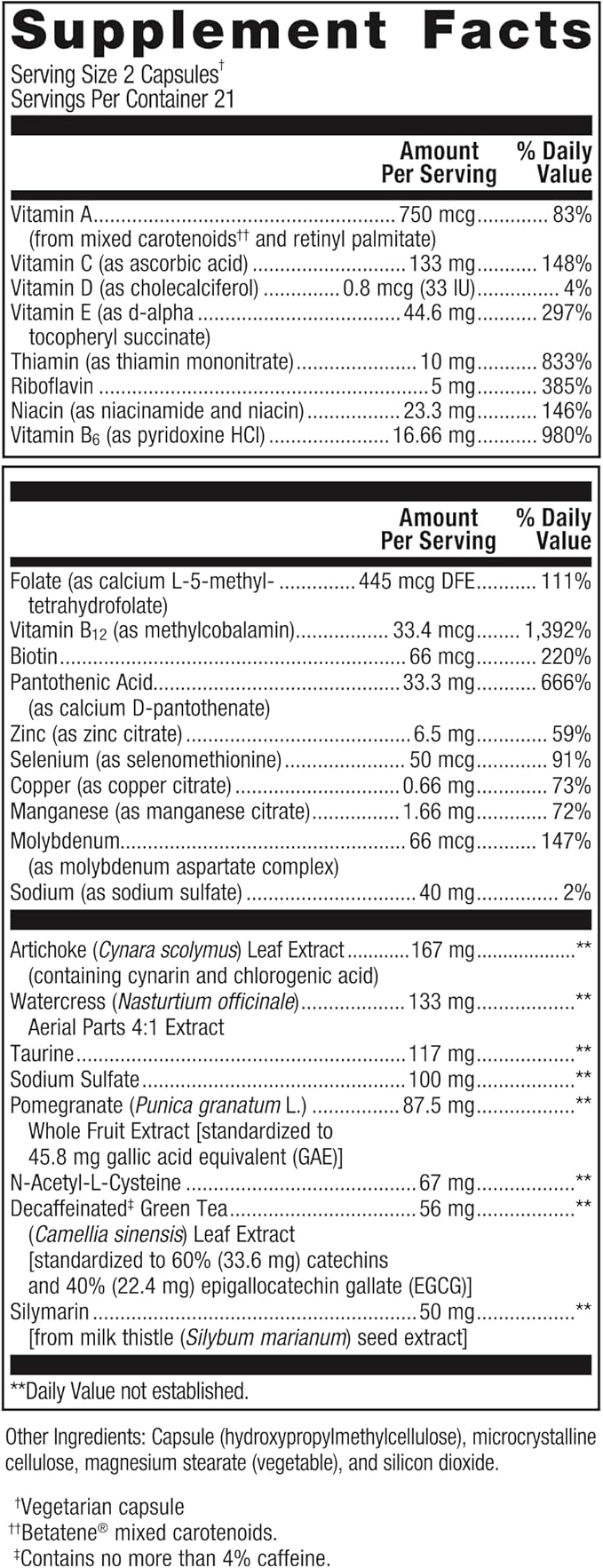 Metagenics AdvaClear - Daily Support for Detoxification* - Detox Supplements* - with Vitamin B12, Pantothenic Acid & Zinc Citrate - 42 Capsules