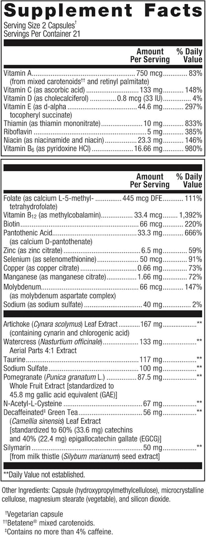 Metagenics AdvaClear - Daily Support for Detoxification* - Detox Supplements* - with Vitamin B12, Pantothenic Acid & Zinc Citrate - 42 Capsules