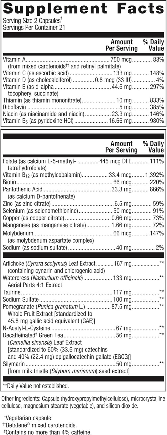 Metagenics AdvaClear - Daily Support for Detoxification* - Detox Supplements* - with Vitamin B12, Pantothenic Acid & Zinc Citrate - 42 Capsules